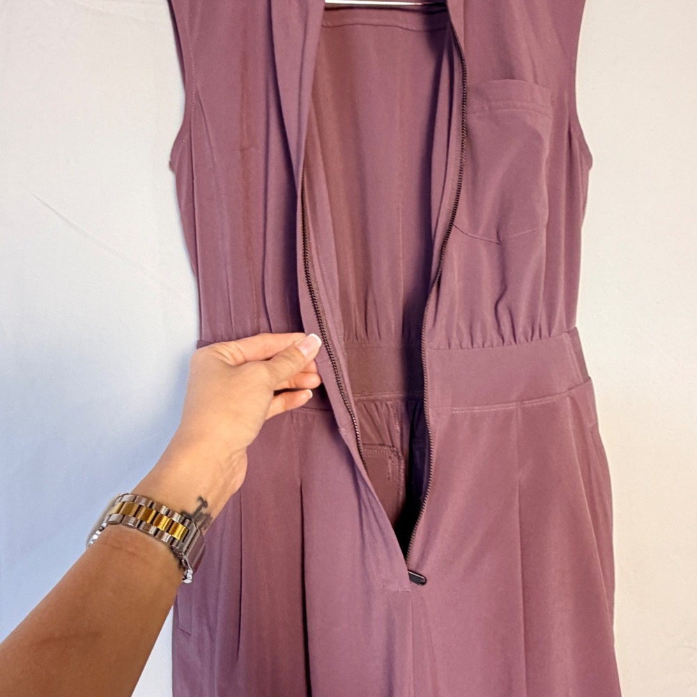 Athleta Brooklyn Heights Jumpsuit Plum Mauve Wide Leg Sleeveless Size 0 - Picture 5 of 16